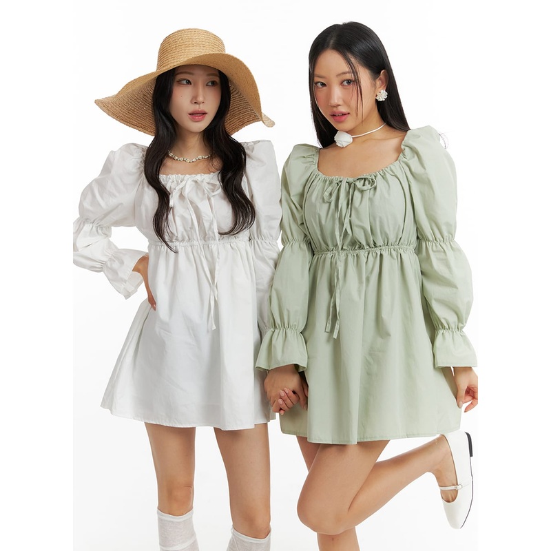 Puff Sleeve A-Line Mini Dress IM404