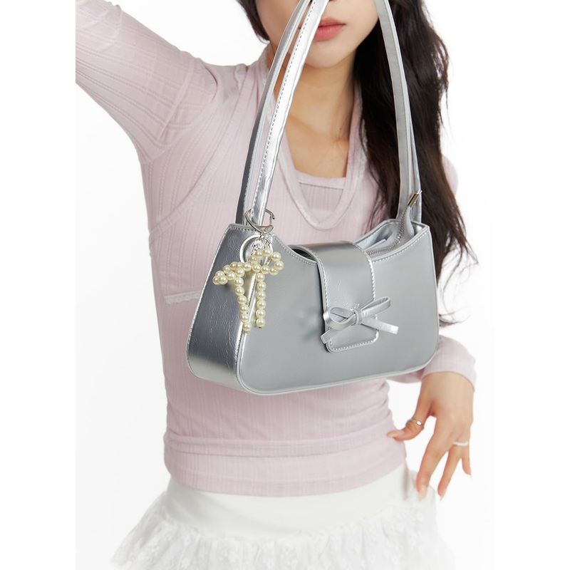 Ribbon Beads Keychain CF414|Light beige|Black|One Size