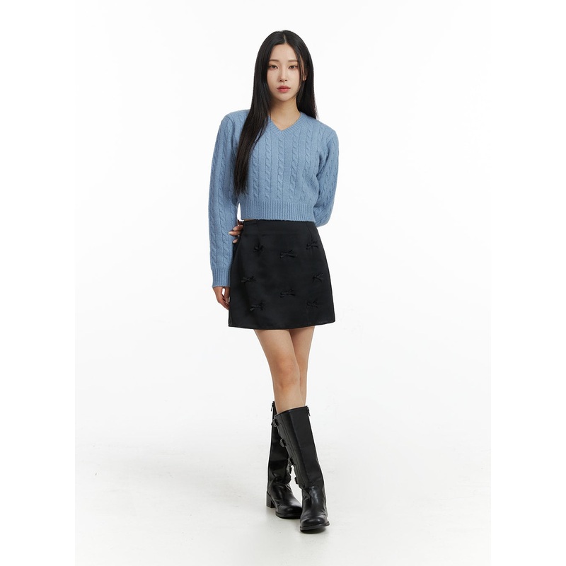 Ribbon Detailed Skort CF416|Black|Beige|Purple|Light beige|Pink|S/M