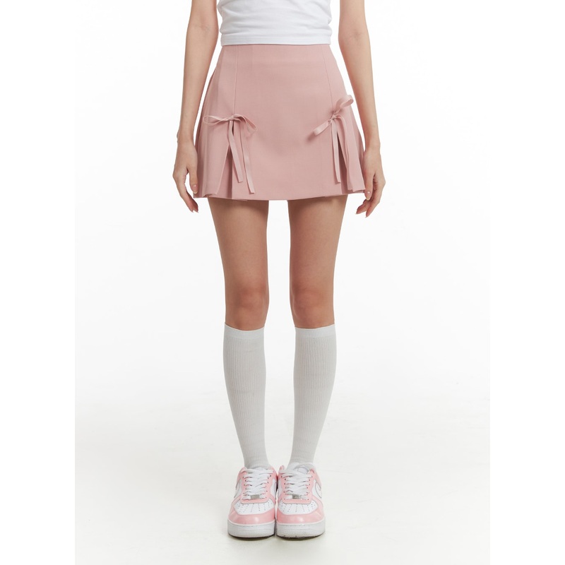 Ribbon Pleated Mini Skirt IF408