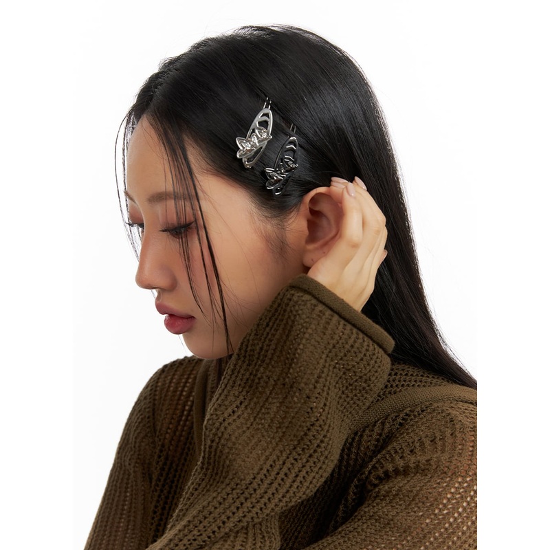 Round Hair Clip IF421|Light gray|Dark yellow|Black|One Size