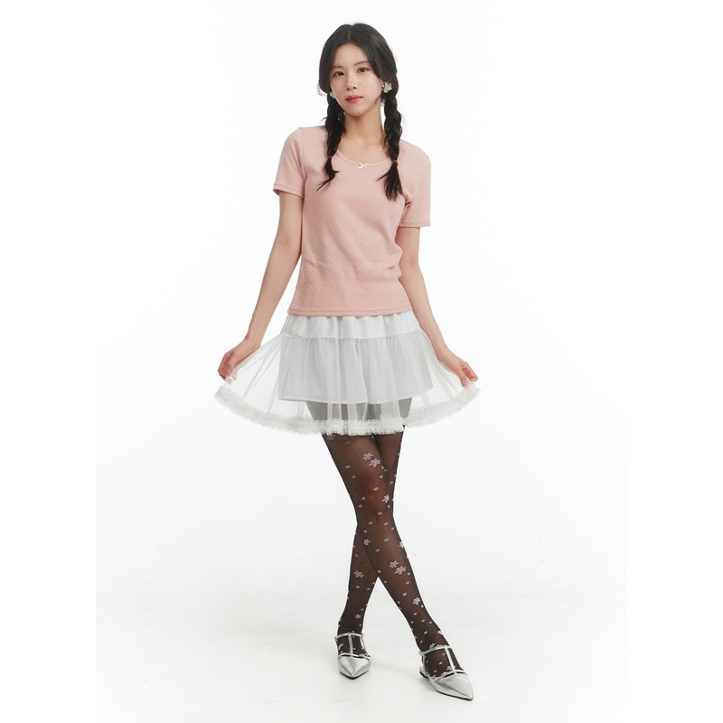 Ruffle Chiffon Layered Mini Skirt OM404