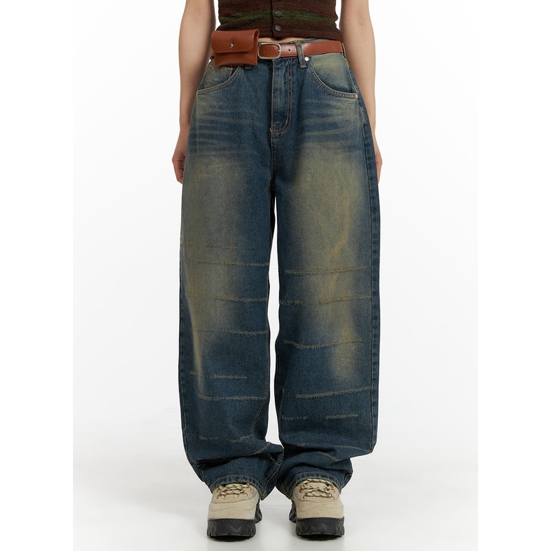 Scratch Textured Baggy Jeans CM405