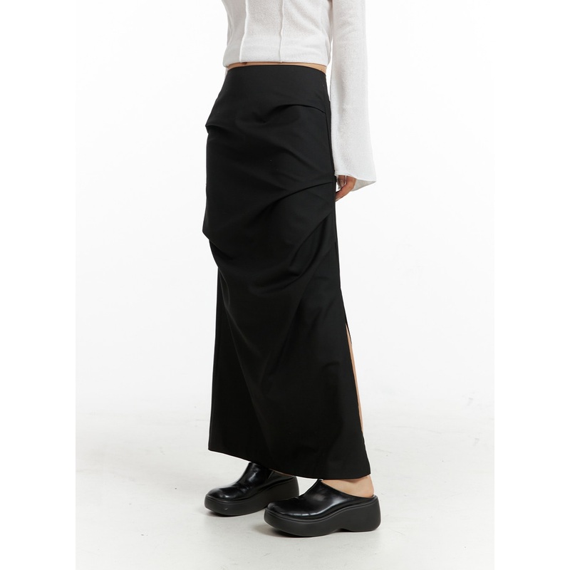 Semi-Ruched Split Maxi Skirt CF407