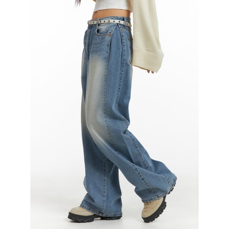 Side Detail Baggy Jeans CF426|Blue|S|M|L