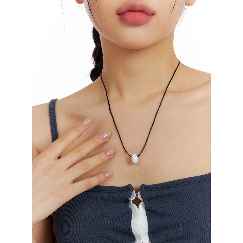 Simple Beaded Necklace CF423|White|One Size