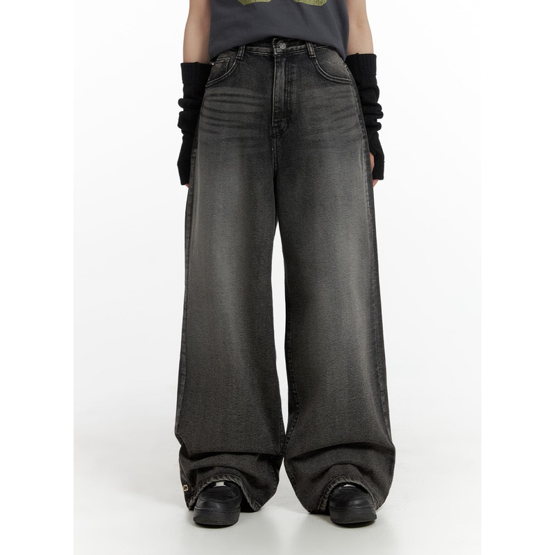 Snap Button Denim Jeans CM405|Black|S|M|L