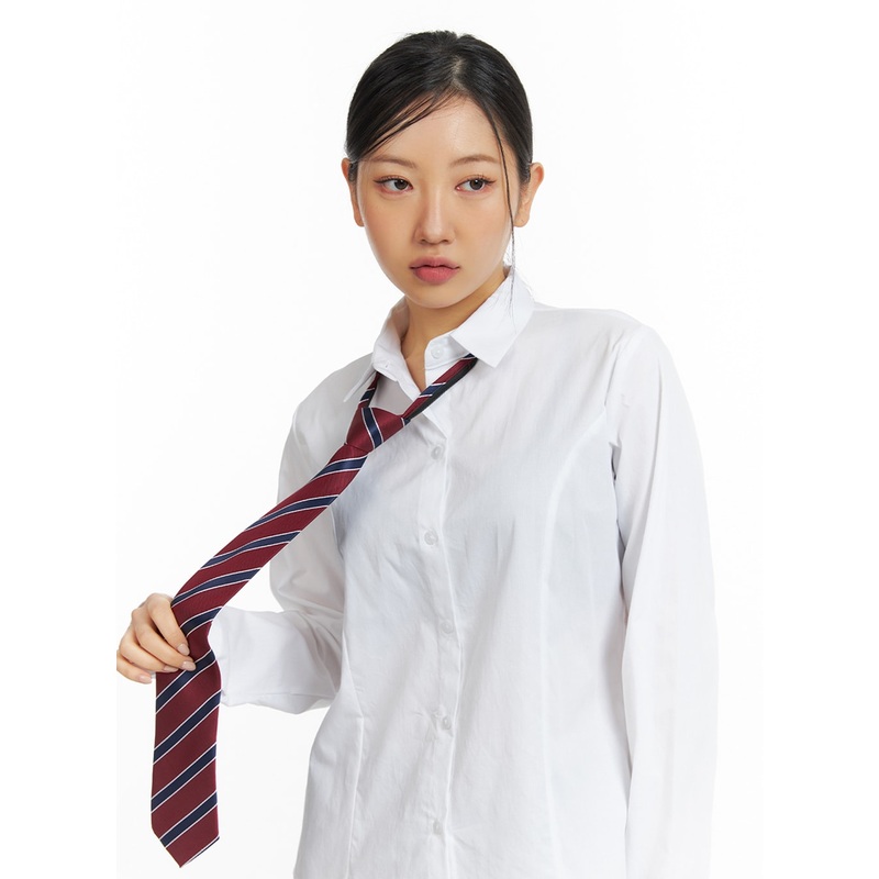 Stripe Neck Tie IF421|Dark red|Dark blue|One Size