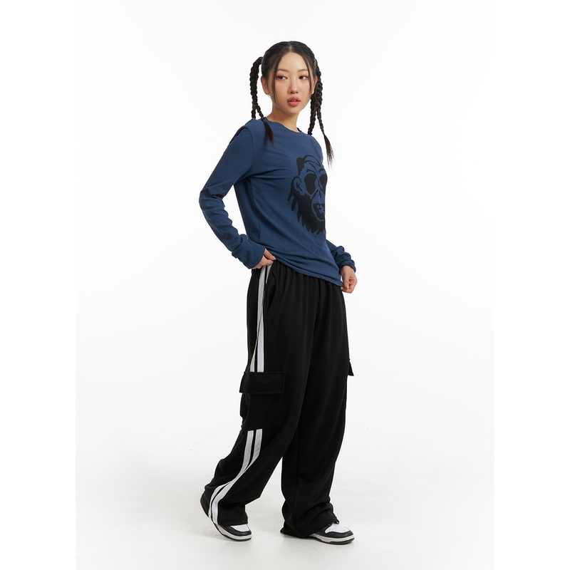 Striped Cargo Sweatpants IM405