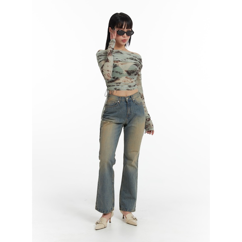 Washed Flared Jeans IF426|Blue|S|M|L|1XL|2XL|3XL
