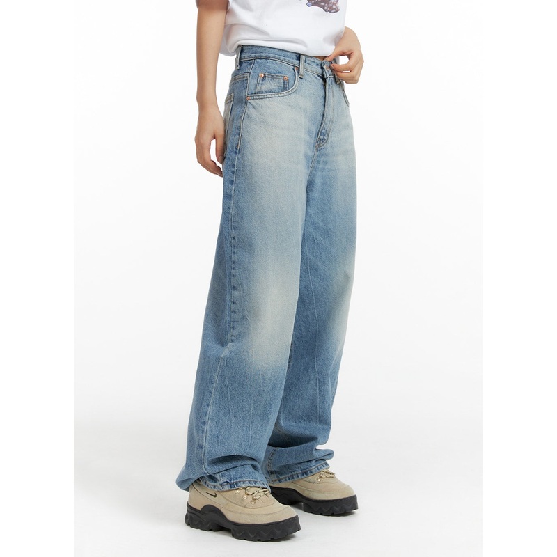 Washed Wide-Leg Jeans CF419|Blue|S|M|L