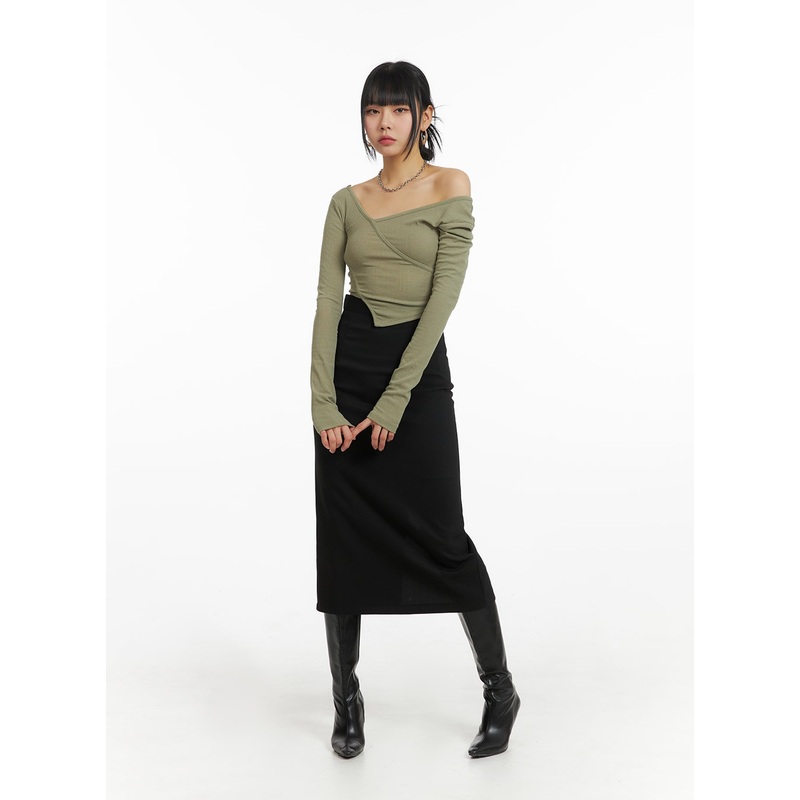 Basic Maxi Skirt IM414|Black|Beige|Dark gray|S|M