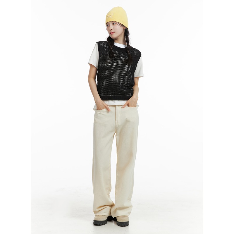 Basic Straight Leg Cotton Pants OM412