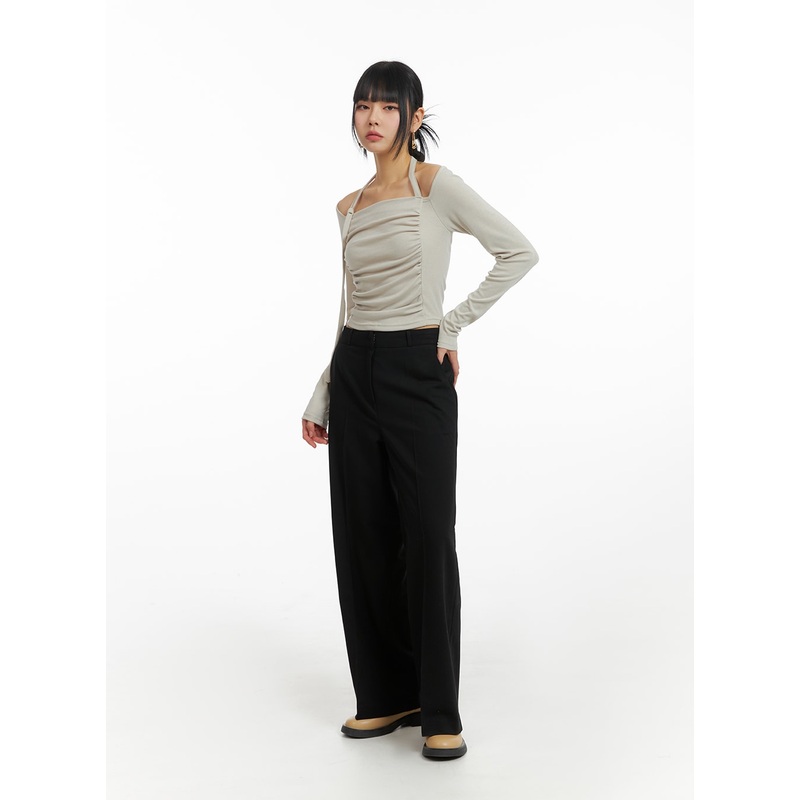 Basic Wide Trousers IM414|Black|Beige|S|M|L