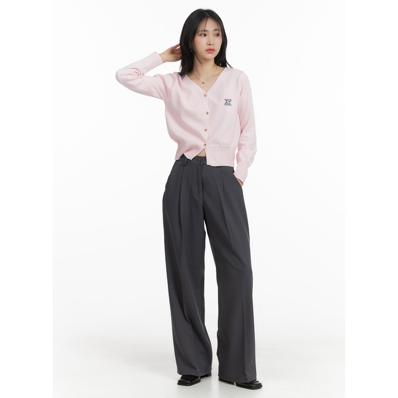 Basic Wide Trousers OM408|Dark gray|Black|Beige|S|M|L|1XL|2XL