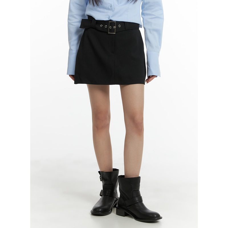 Buckle Chic Cotton Mini Skirt CM427