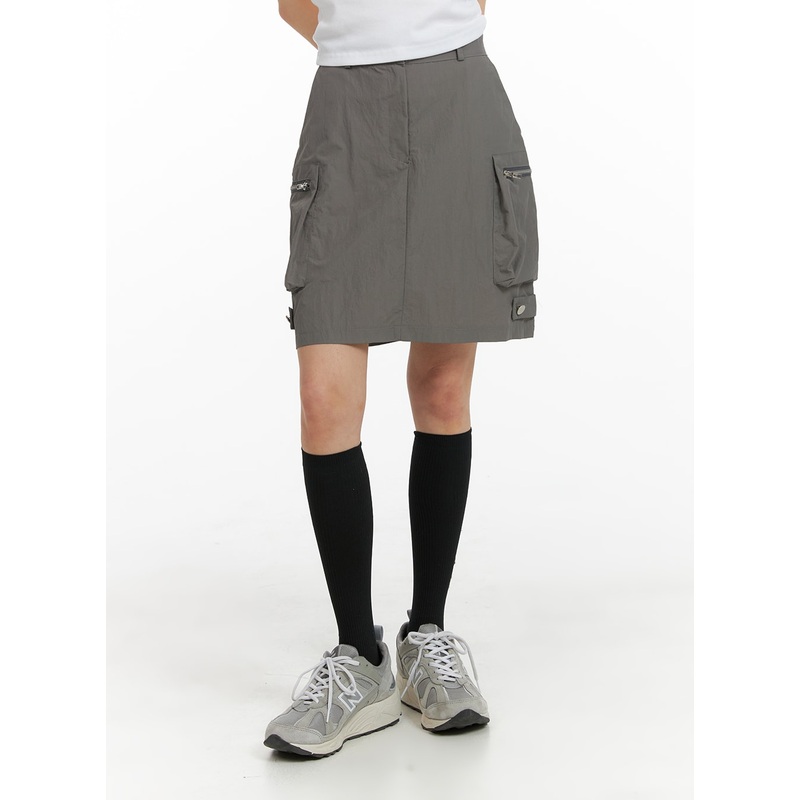 Cargo Midi Skirt CM413|Dark gray|Light beige|Gray|S/M