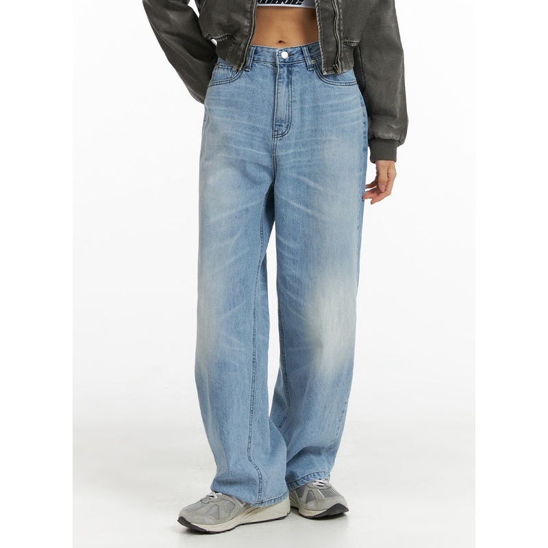 Cotton Cloud Washed Straight Jeans CM407