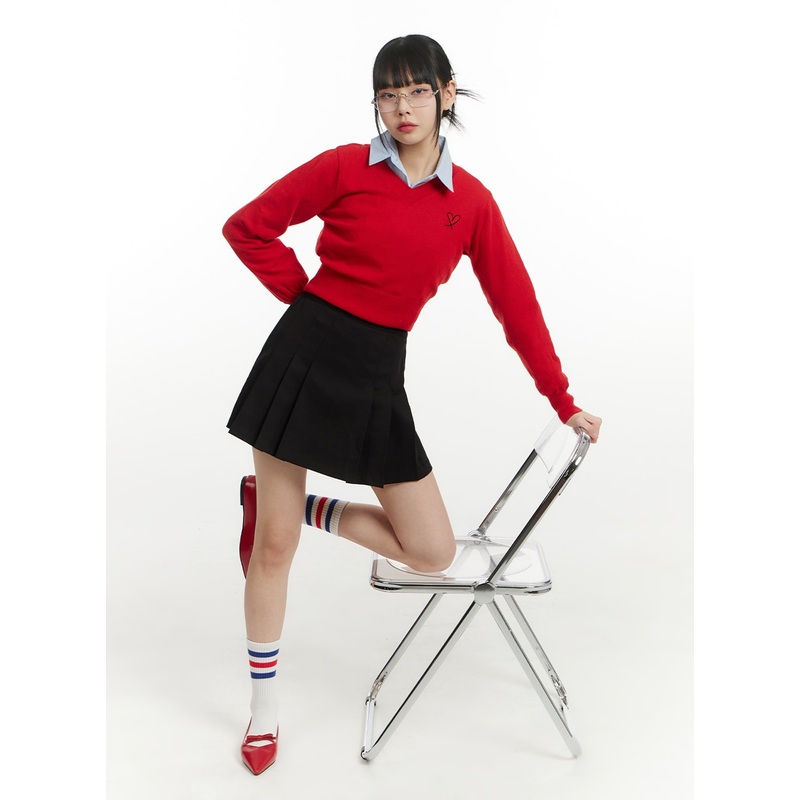 Cotton Pleated Mini Skirt IM406