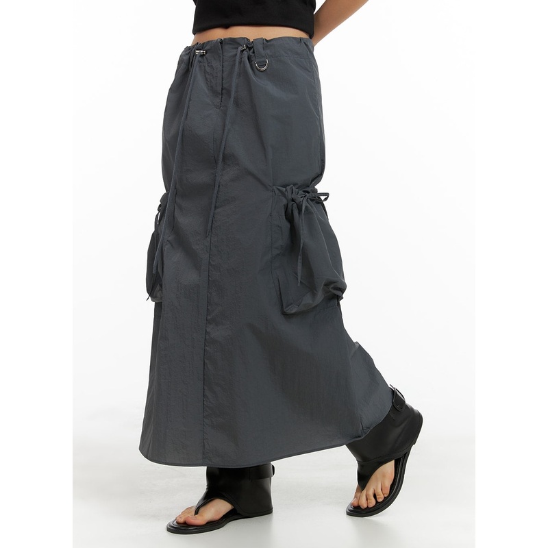Drawstring Cargo Maxi Skirt CM422