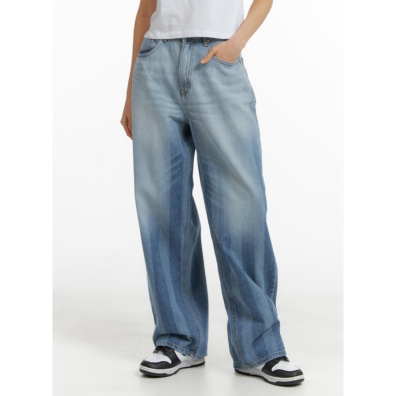 Faded Striped Baggy Jeans CM407