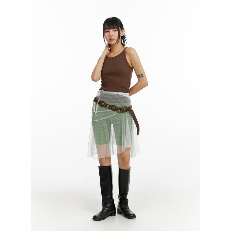 Mesh Polka Dot Cover-Up Skirt IM414