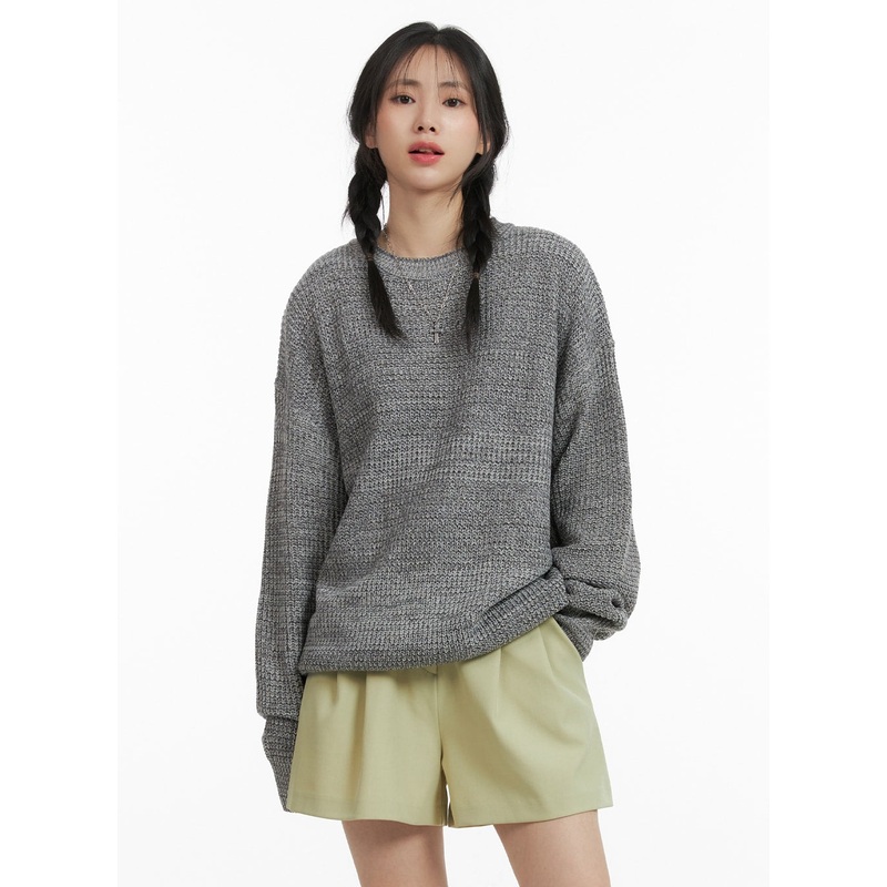 Oversized Solid Knit Sweater OM411