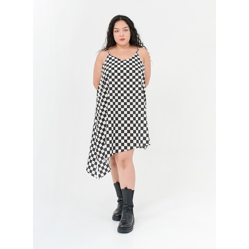 Plus Checked Sleeveless Dress IG09