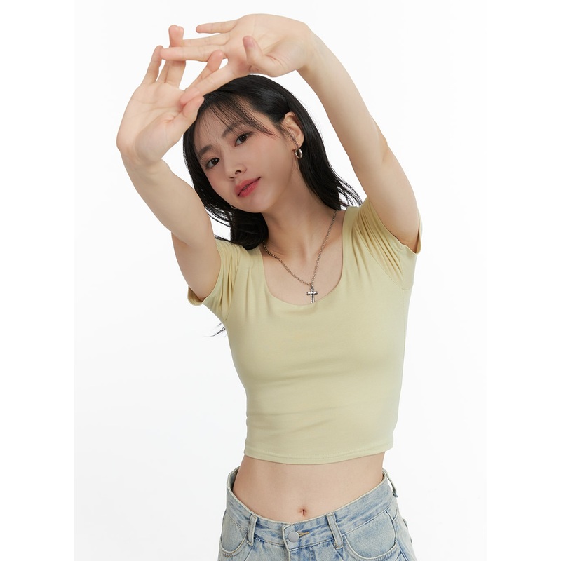 Round Neck Basic Crop Tee OM408