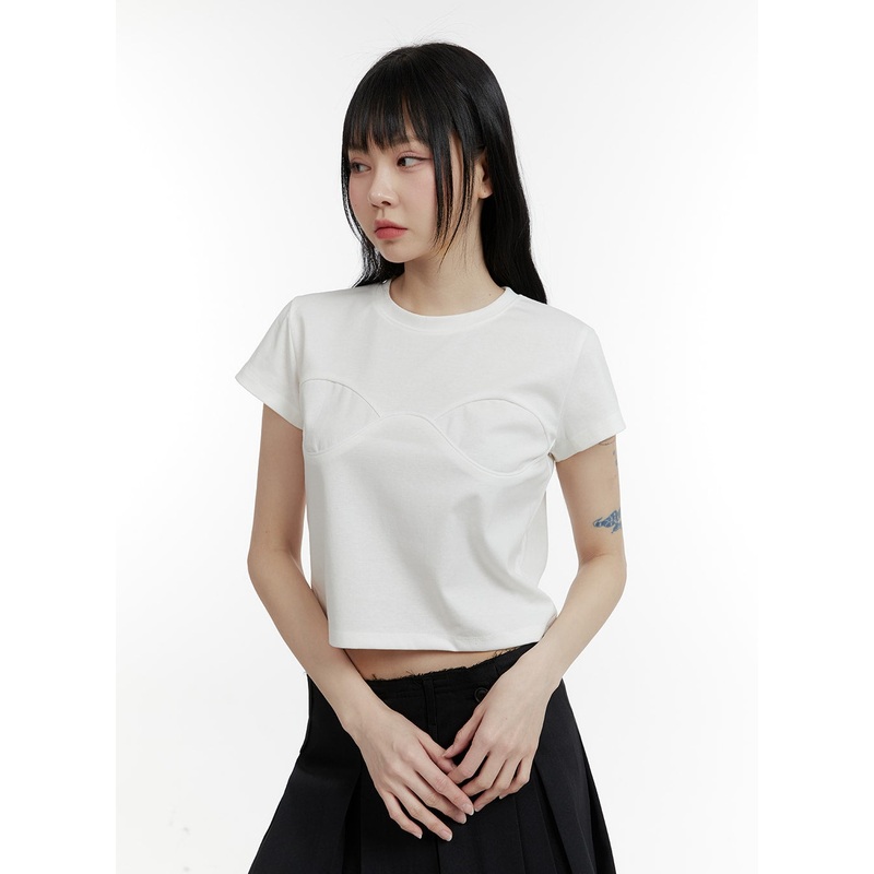 Shaped Detail Crop Top CM429|White|Black|S/M