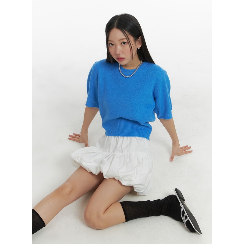 Shirred Bubble Mini Skirt OM428