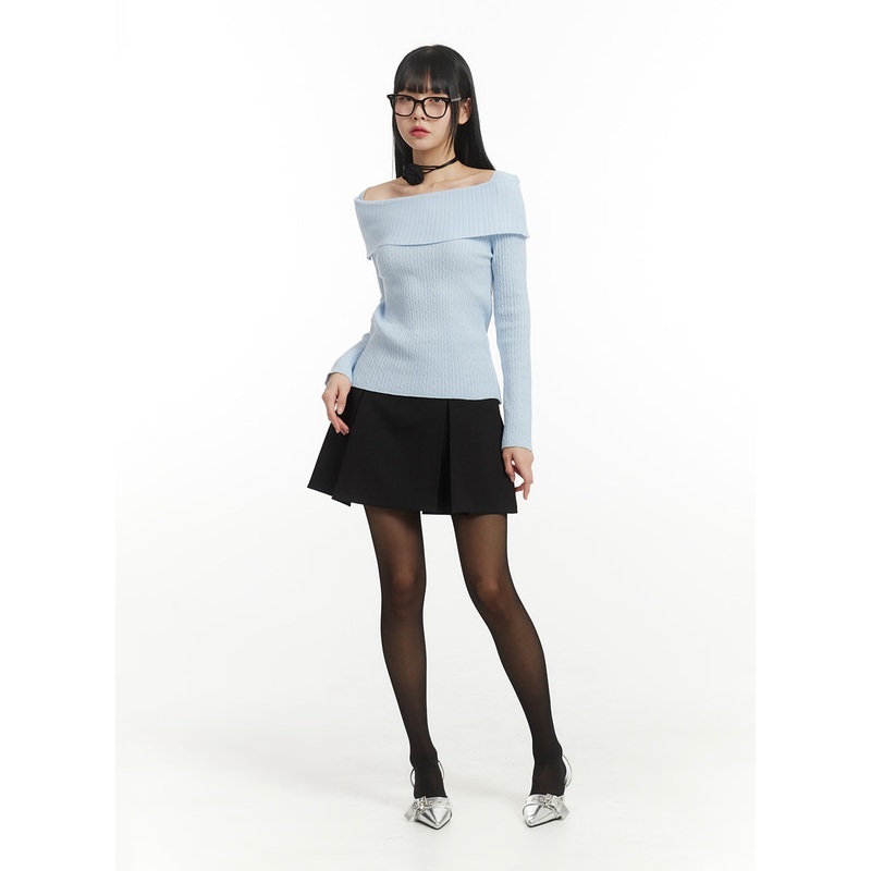 Solid Chic Pleated Mini Skirt IM406