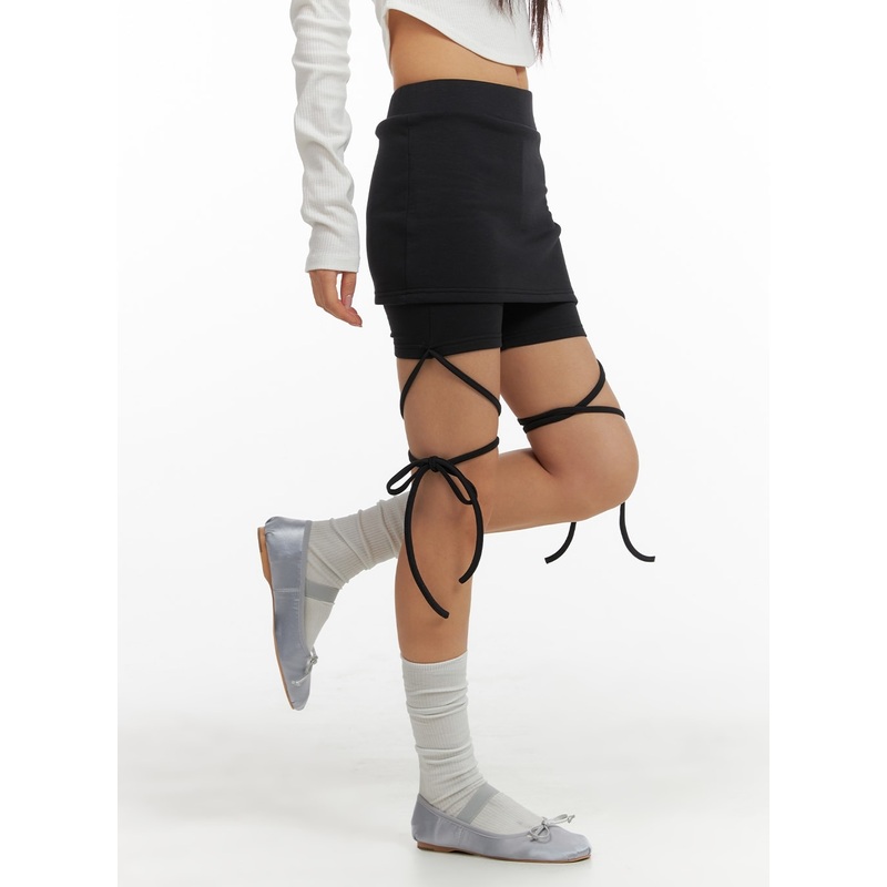 Solid Knotted Wrap Mini Skort CM412