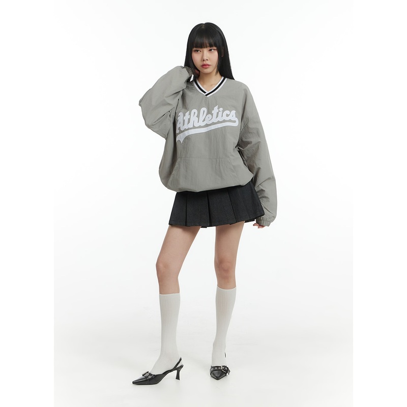 Solid Pleated Denim Mini Skirt IM406