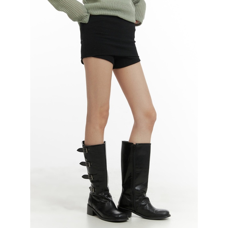 Solid Slim Fit Skort CM426|Black|Gray|Light beige|Pink|S/M