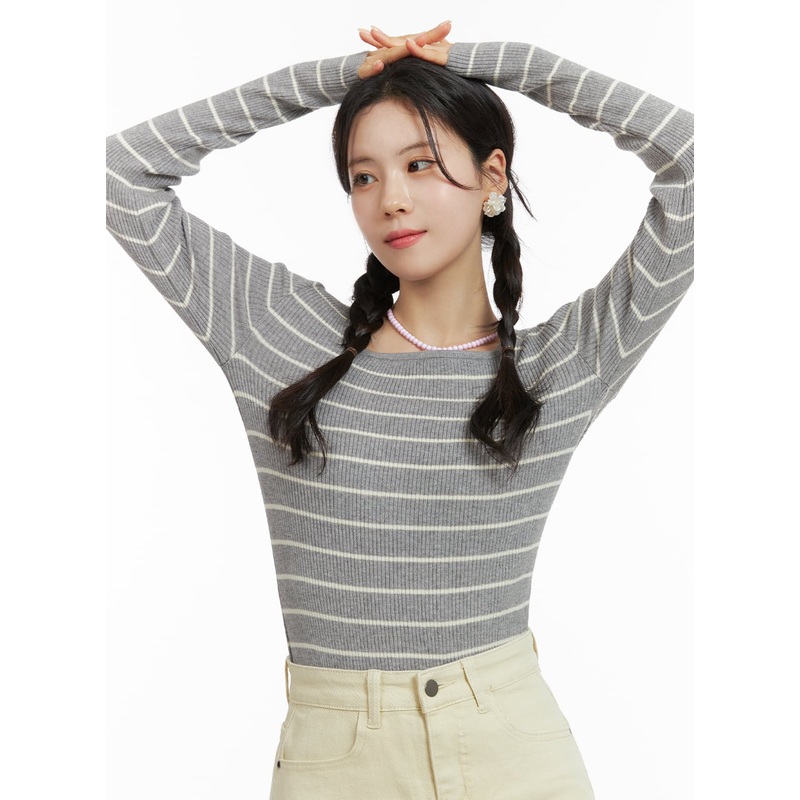 Stripe Square Neck Sweater OM419