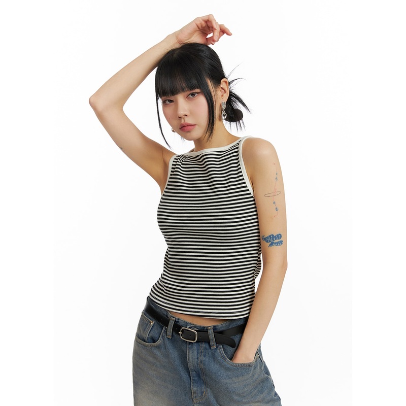 Striped Cotton Sleeveless Top IM414