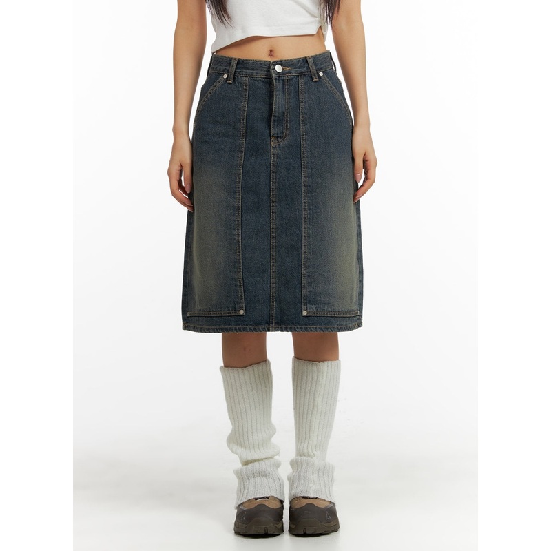 Vintage Denim Midi Skirt CM408