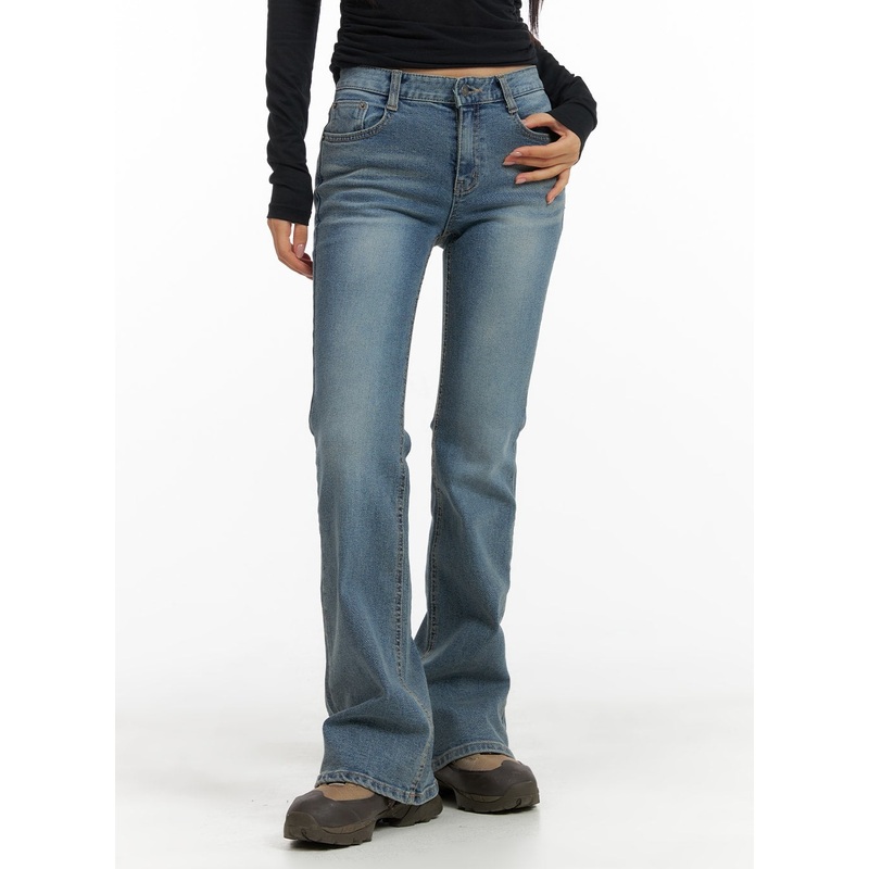 Washed Bootcut Jeans CM411|Blue|Light blue|Black|S|M|L