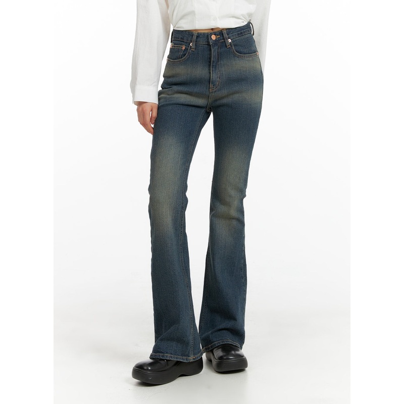 Washed Flared Jeans CM413|Blue|S|M|L