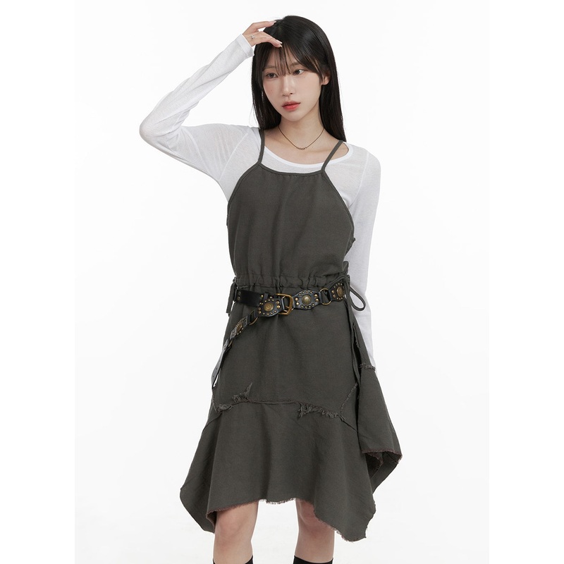 Asymmetrical Flare Sleeveless Dress CA404