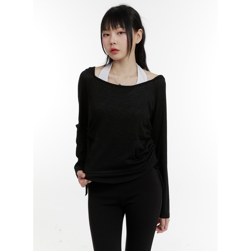 Boat Neck Slim Fit Hoodie CA401