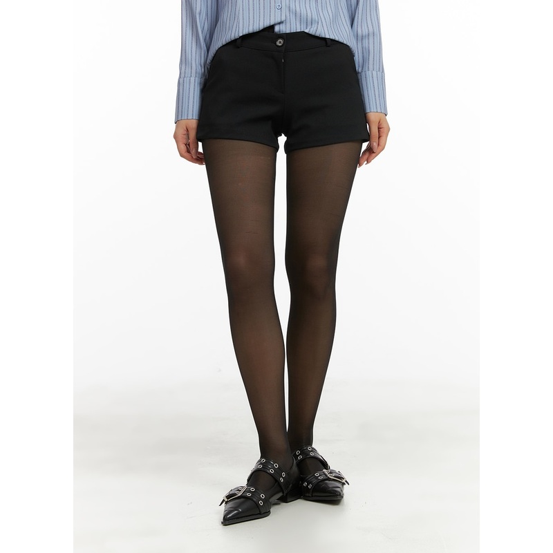 Low Waist Shorts CA409|Black|Dark beige|S|M