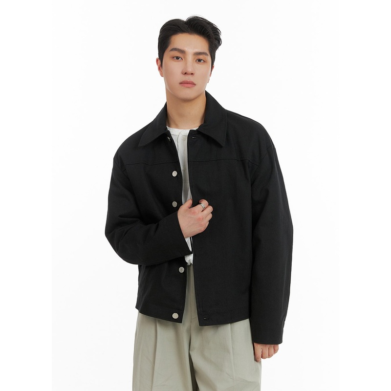 Men’s Basic Cotton Collar Buttoned Jacket IA401