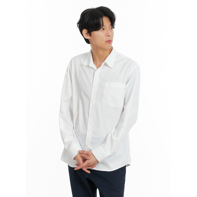Men’s Basic Linen Shirt IA401|White|Beige|Black|M|L