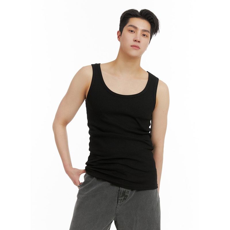 Men’s Basic Tank Top IA401|Black|White|Gray|M|L|1XL