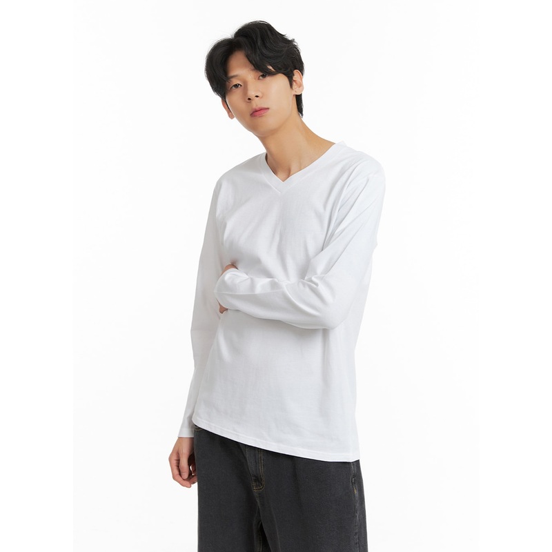 Men’s Basic V-Neck Long Sleeve T-Shirt IA401