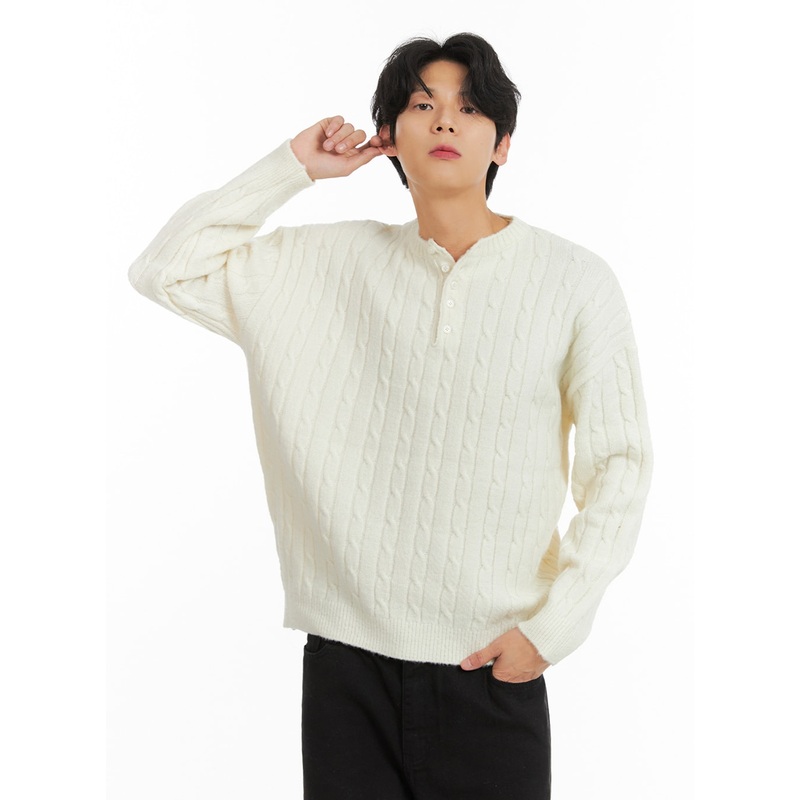 Men’s Cable Knit Buttoned Sweater IA401