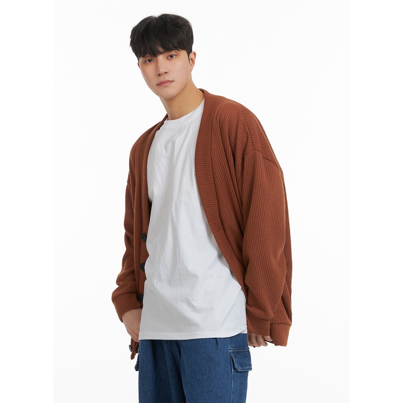 Men’s Cozy Overfit Buttoned Cardigan IA402