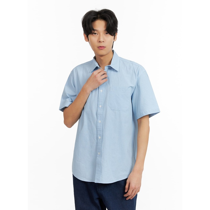 Men’s Denim Short Sleeve Buttoned Shirt IA402